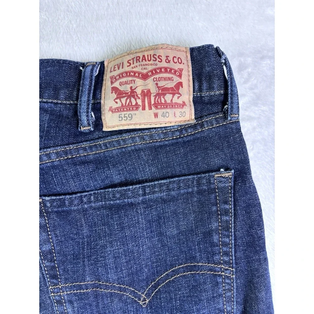 Levi's 559 Relaxed Straight Jeans Men's 40x30Dark Wash Blue Denim Excellent